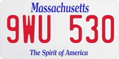 MA license plate 9WU530