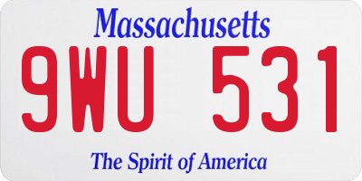 MA license plate 9WU531