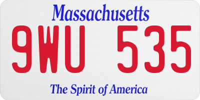 MA license plate 9WU535