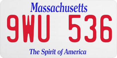 MA license plate 9WU536
