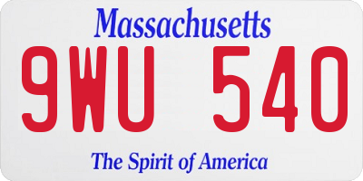 MA license plate 9WU540