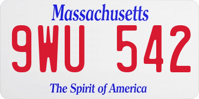 MA license plate 9WU542