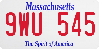 MA license plate 9WU545