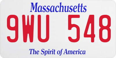 MA license plate 9WU548