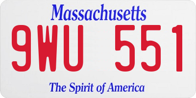 MA license plate 9WU551