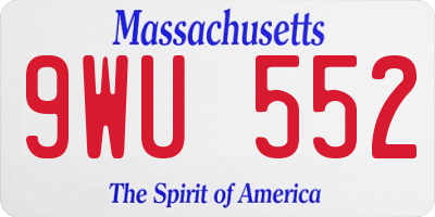 MA license plate 9WU552