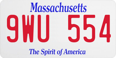 MA license plate 9WU554