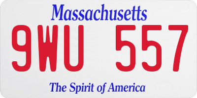 MA license plate 9WU557