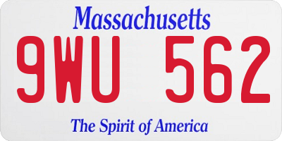 MA license plate 9WU562