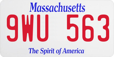 MA license plate 9WU563