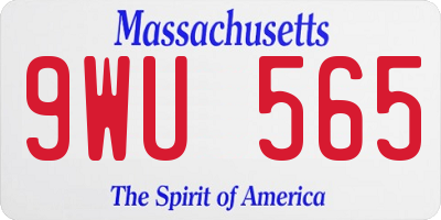 MA license plate 9WU565