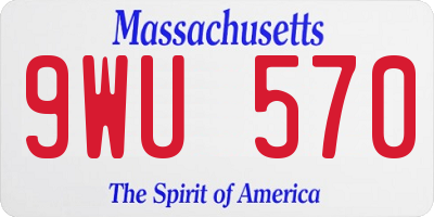 MA license plate 9WU570