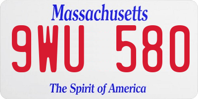 MA license plate 9WU580