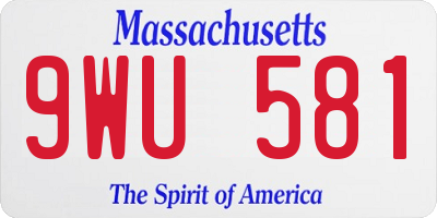 MA license plate 9WU581