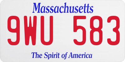 MA license plate 9WU583