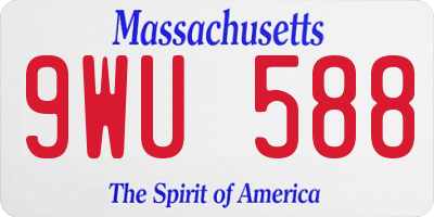 MA license plate 9WU588