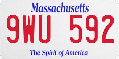 MA license plate 9WU592