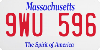 MA license plate 9WU596