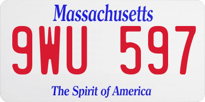 MA license plate 9WU597