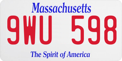 MA license plate 9WU598