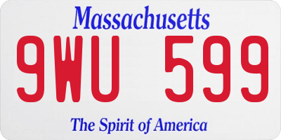 MA license plate 9WU599