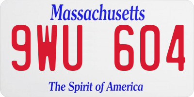 MA license plate 9WU604