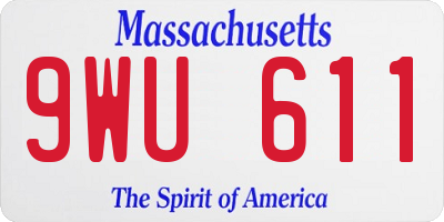 MA license plate 9WU611