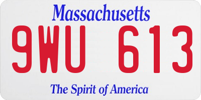 MA license plate 9WU613