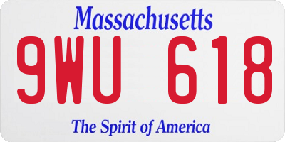 MA license plate 9WU618