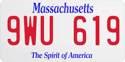 MA license plate 9WU619