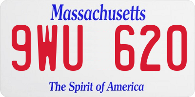 MA license plate 9WU620