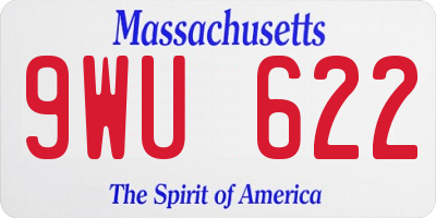 MA license plate 9WU622