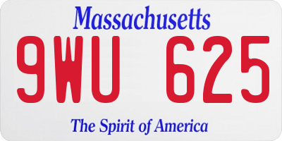 MA license plate 9WU625