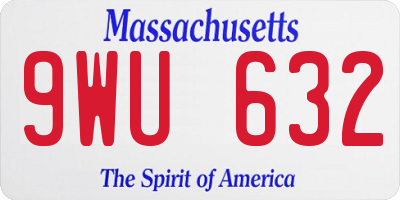 MA license plate 9WU632