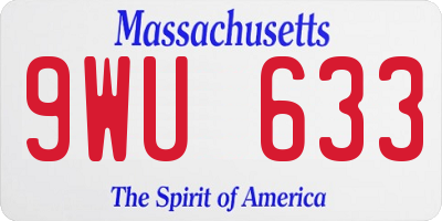 MA license plate 9WU633
