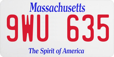 MA license plate 9WU635