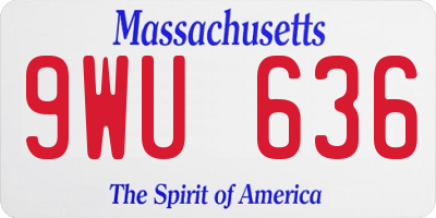 MA license plate 9WU636