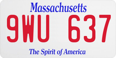 MA license plate 9WU637