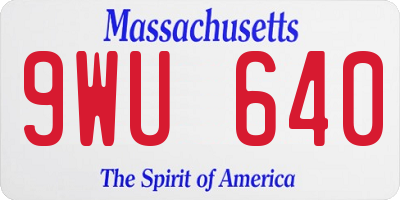 MA license plate 9WU640