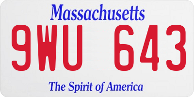 MA license plate 9WU643