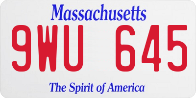 MA license plate 9WU645
