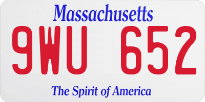 MA license plate 9WU652