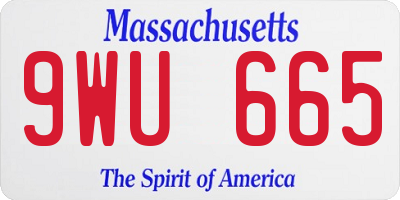 MA license plate 9WU665