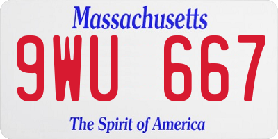 MA license plate 9WU667