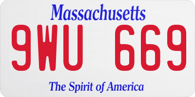 MA license plate 9WU669