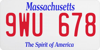 MA license plate 9WU678