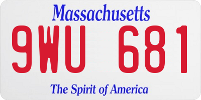 MA license plate 9WU681