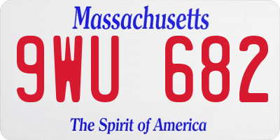MA license plate 9WU682