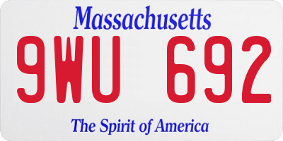 MA license plate 9WU692