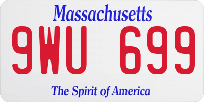 MA license plate 9WU699